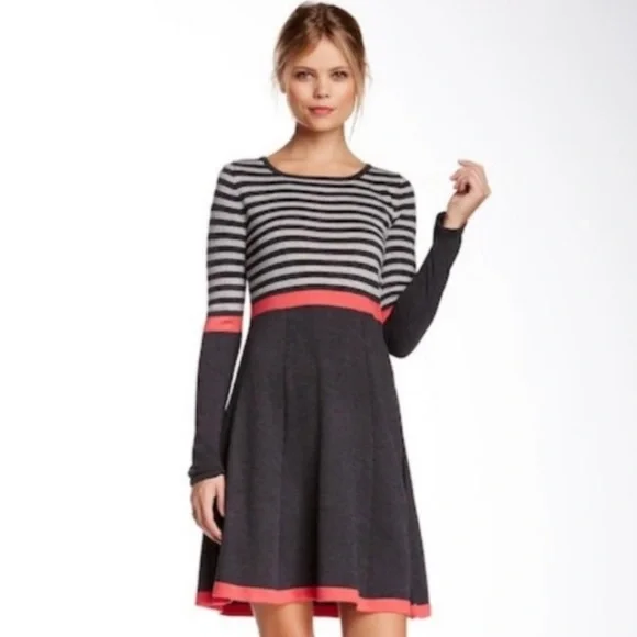 Eliza J | Dresses | Eliza J Striped Fit And Flare Sweater Dress | Poshmark